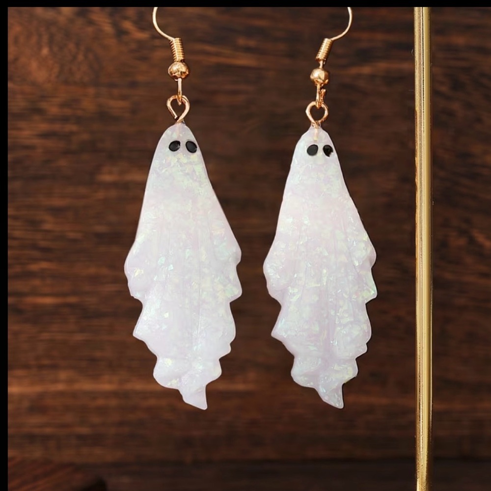 Elegant Ghost Earrings in Iridescent White
